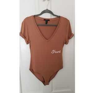 Forever21 brown tshirt bodysuit